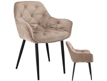 Béžová zamatová čalúnená stolička LARGO