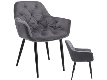 krzeslo LARGO tapicerowane welurowe szare JUMI przod bok
