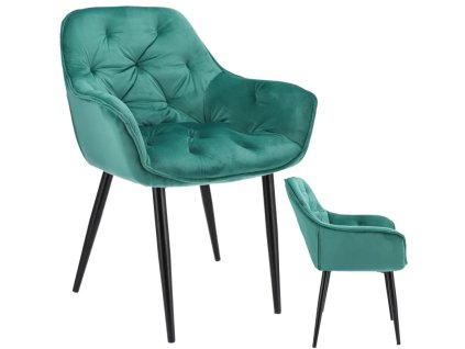 krzeslo LARGO tapicerowane welurowe zielone JUMI przod bok