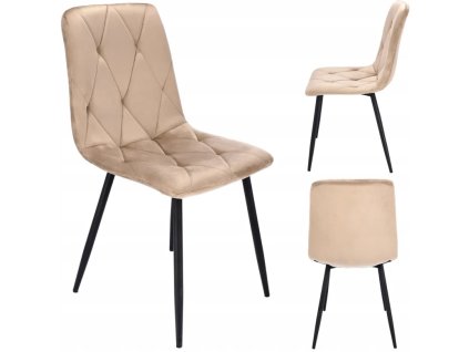 krzeslo piado tapicerowane welurowe bezowe jumi przod bok tyl