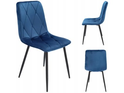 krzeslo piado tapicerowane welurowe granatowe jumi przod bok tyl