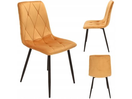 Stolička PIADO čalúnená horčicovým zamatom