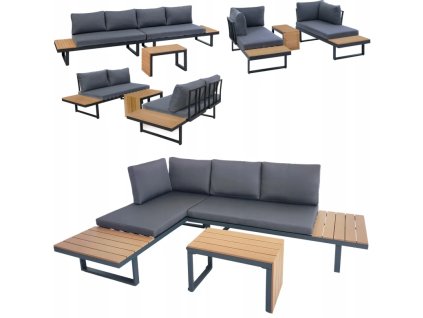 Modulárna zostava záhradného nábytku - 2 pohovky, stôl