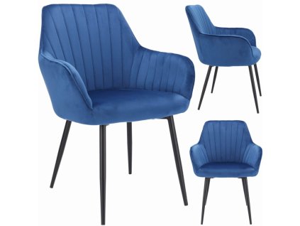 Stolička CORA, čalúnená modrým zamatom