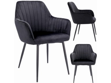 Stolička CORA čalúnená čiernym zamatom