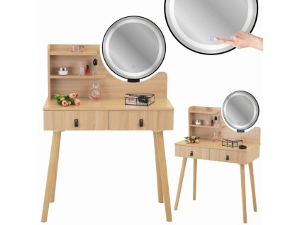 Kozmetický toaletný stolík s LED zrkadlom