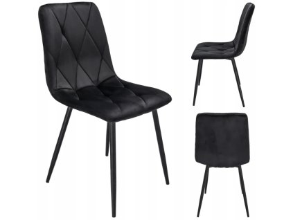 krzeslo piado tapicerowane welurowe czarne jumi przod bok tyl