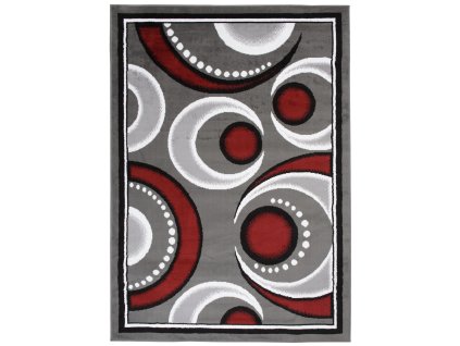 Kusový koberec E546A DARK sivý/červený BALI PP (Rozmer 120x170)