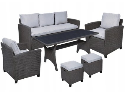 meble ogrodowe MILANO technorattan stol sofa 2 fotele 2 pufy