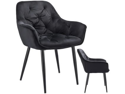 krzeslo LARGO tapicerowane welurowe czarne JUMI przod bok