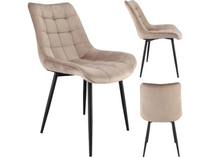 krzeslo MISTY tapicerowane welurowe bezowe przod bok tyl