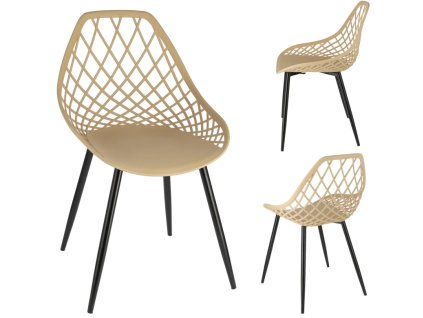 krzeslo ARANDA plastikowe bezowe czarne nogi JUMI przod bok tyl