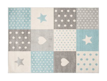 Kusový koberec C573A biely/tyrkysový LAZUR (Rozmer 120x120)