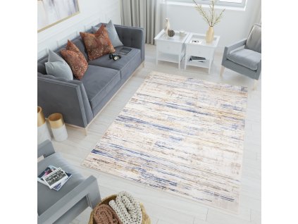 Kusový koberec D683M biely/DARK modrý ASTHANE (Rozmer 80x150)