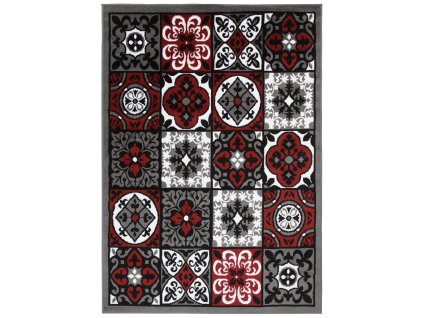 Kusový koberec E545A DARK sivý/červený BALI PP (Rozmer 220x300)