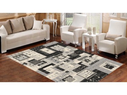 Kusový koberec K202A čierny SARI B1X (Rozmer 240x330)