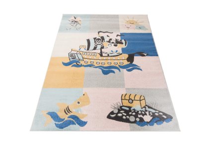 Kusový koberec H328A biely/sivý HAPPY FBA (Rozmer 120x170)