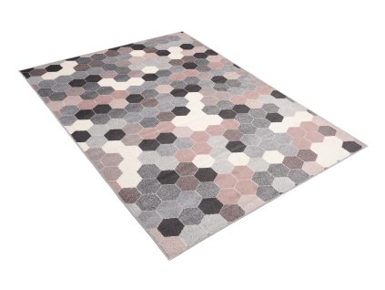 Kusový koberec 78537 SILVER/ružový FIKA (Rozmer 70x140)