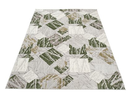 Kusový koberec E464A LIGHT sivý/DARK zelený ASTHANE (Rozmer 300x400)