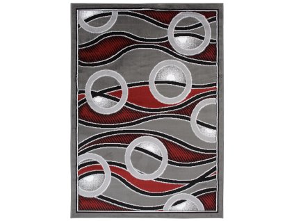 Kusový koberec E547A DARK sivý/červený BALI PP (Rozmer 140x200)