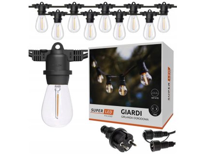 girlanda ogrodowa zewnetrzna lancuch swietlny 15m 15x zarowka led e27 big