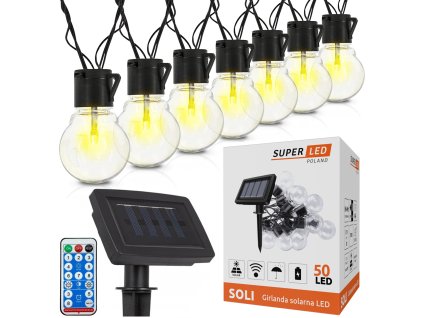 girlanda solarna led ogrodowa 50 x zarowek led kulki z pilotem big