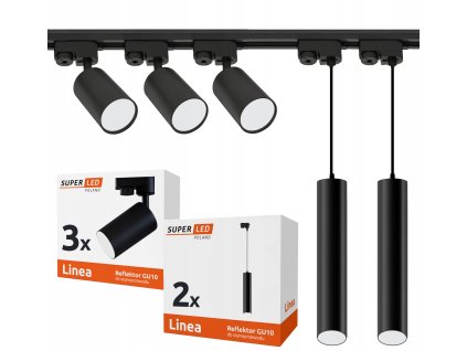 zestaw szynoprzewod szyna 2m 3x oprawa 2x lampa wiszaca gu10 led big