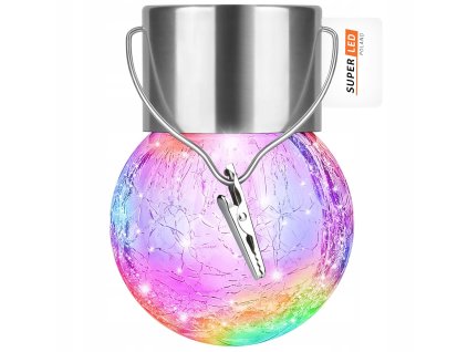 lampa ogrodowa led solarna kula wiszaca szklana girlanda rgb superled big