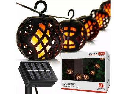 girlanda solarna led ogrodowa swietlna 20m 20x led plomien superled big