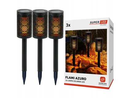3x lampa solarna led ogrodowa pochodnia plomien wbijana azurowa superled big