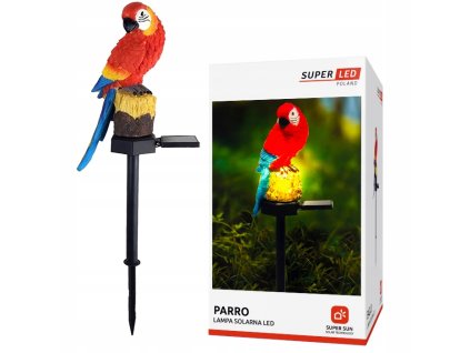 lampa ogrodowa solarna led papuga z czujnik zmierzchu superled big