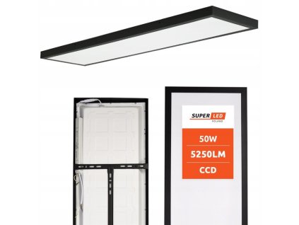 panel led sufitowy plafon 50w 5250 lm natynkowy 120 x 30cm premium czarny big