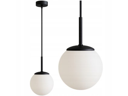 lampa wiszaca sufitowa czarna zyrandol biala kula mleczna led e27 big
