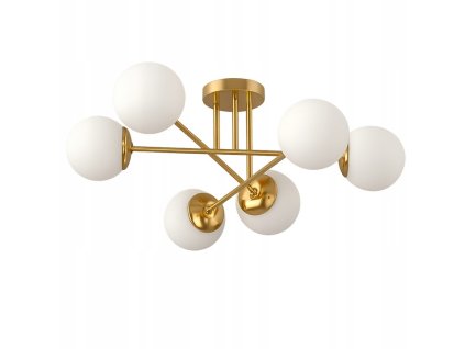 lampa wiszaca sufitowa zlota zyrandol biale kule 6x led e27 big