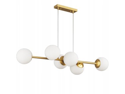 lampa wiszaca sufitowa zlota zyrandol biale kule 6x led e27 big