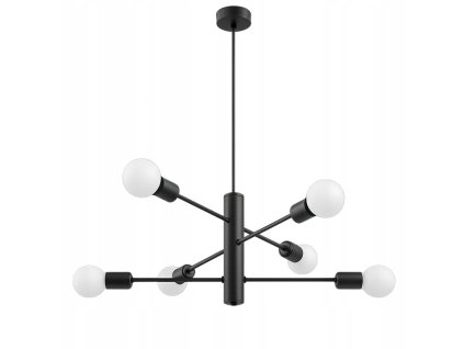 lampa wiszaca sufitowa czarna zyrandol 6x led e27 loft modern big