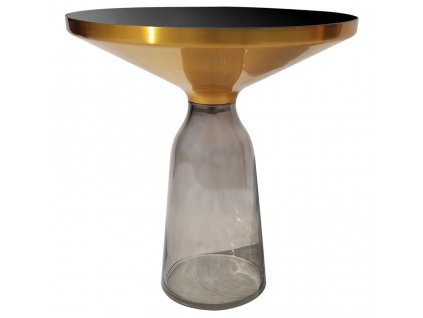 Sivý a zlatý konferenčný stolík na sklenenej nohe Stolík na fľaše 50/53 cm