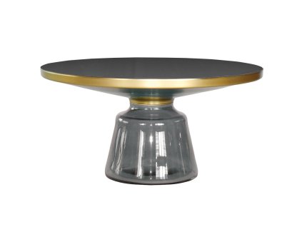 Konferenčný stolík Bottle Table v sivej a zlatej farbe na sklenenej nohe 75/37 cm