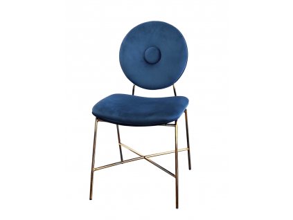 DECOREUM Velúrová stolička Rossario modrej farby so zlatým rámom 51x88x64 cm