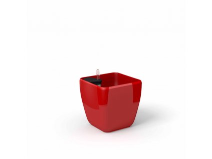 Reprezentatívny kvetináč Quadra v červenej farbe s vložkou na zavlažovanie 22x22x21