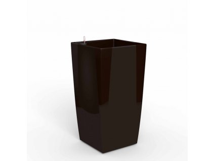 Reprezentatívny kvetináč Cube v hnedej farbe s vložkou na zavlažovanie 39x39x76