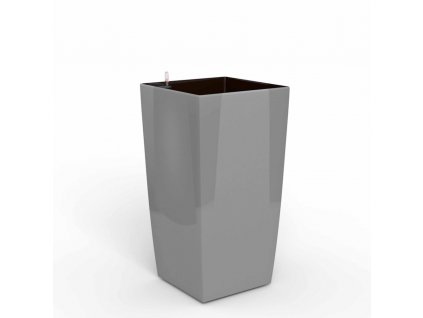 Reprezentatívny kvetináč Cube v sivej farbe s vložkou na zavlažovanie 39x39x76