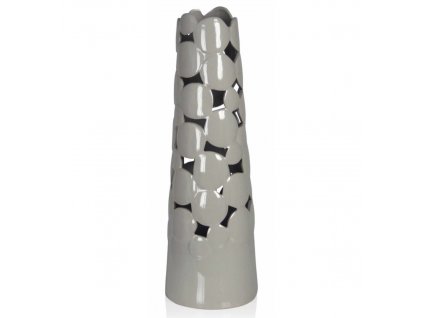 DECOREUM Sivá váza s ozdobnými ažurovými výrezmi 45 cm