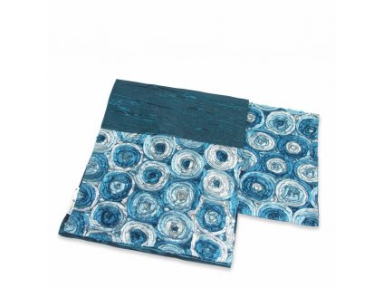 DECOREUM Modrý behúň na stôl s bohato zdobenou textúrou 32x180 cm polyester