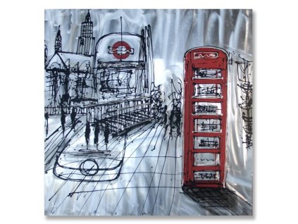 Ručne maľovaná maľba na hliníku Londýn