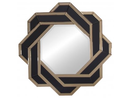 DECOREUM Zrkadlo v geometrickom luxusnom ráme 80 cm tmavo zlaté dekoratívne Silvia
