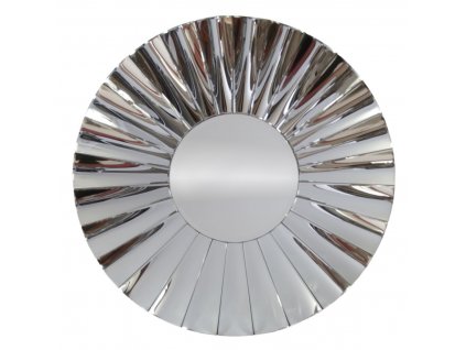 DECOREUM Moderné okrúhle zrkadlo vo zvlnenom vejárovitom ráme 90x90 cm strieborné