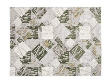 Kusový koberec E464A LIGHT sivý/DARK zelený ASTHANE (Rozmer 120x170)