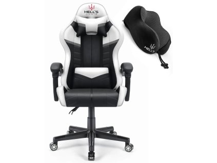 Herná stolička Hell's Chair HC-1004 WHITE Black Grey