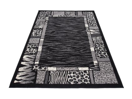Kusový koberec J316B čierny CHEAP PP CRM (Rozmer 140x200)